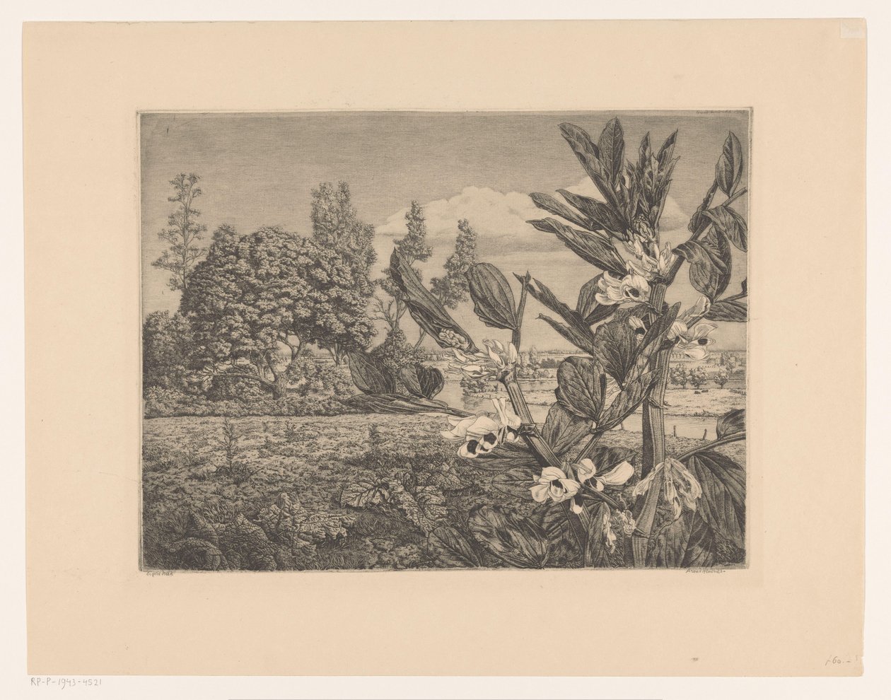 Landschap met bloemen door Arend Hendriks (signed by artist)