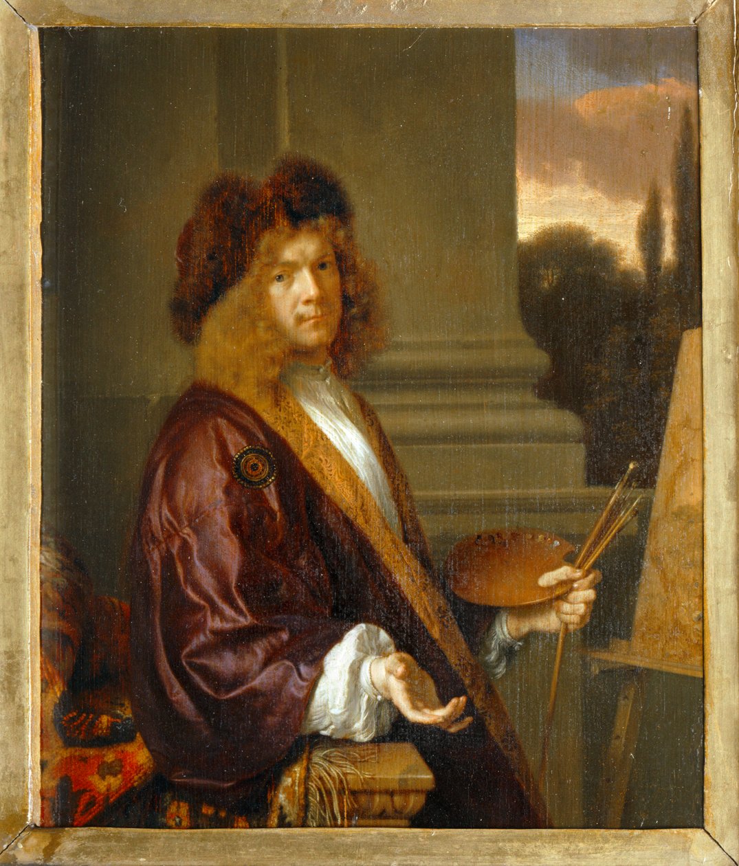 Zelfportret met ezel ... door Arie de Vois