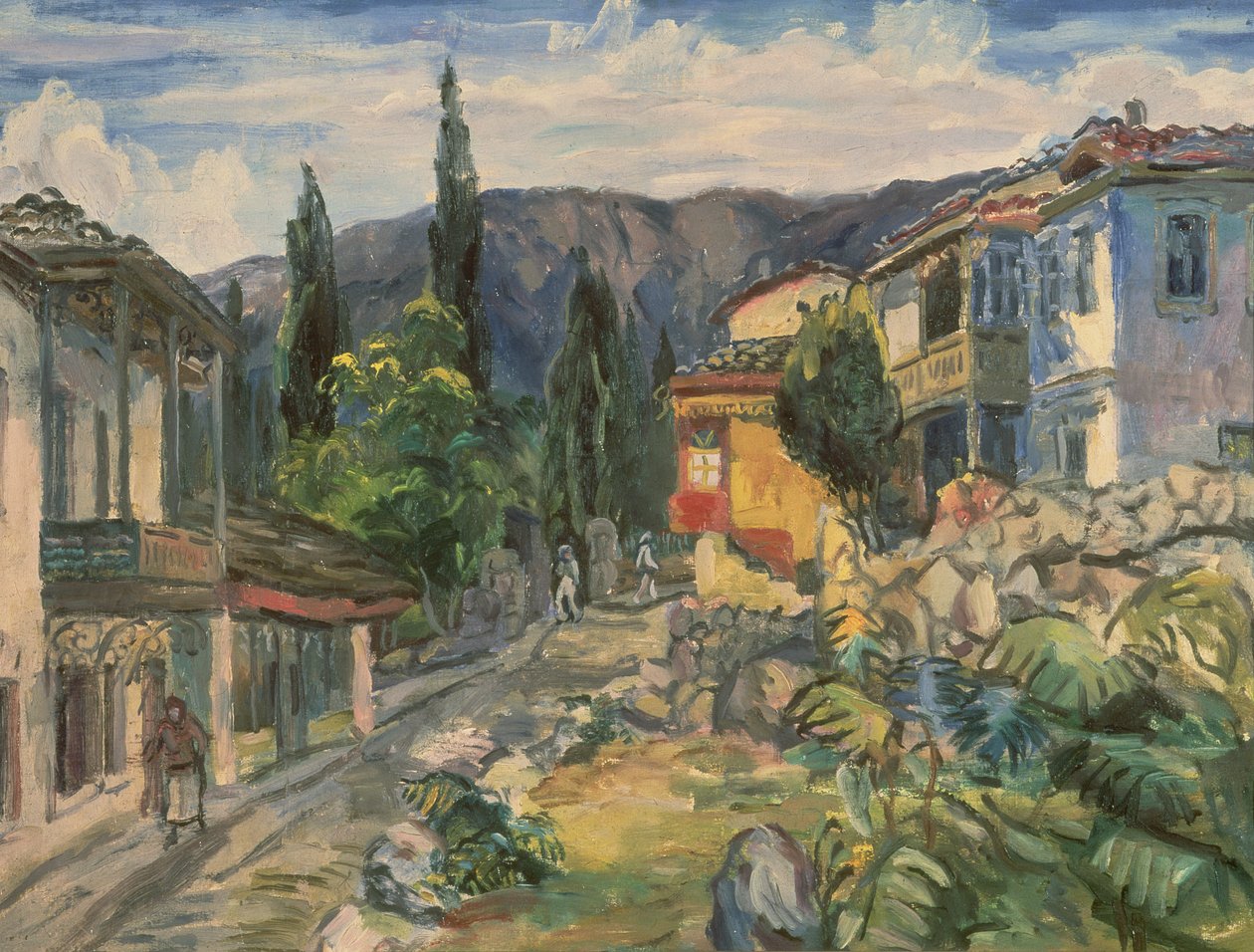 Een Tataarse straat in Jalta, 1932 door Aristarkh Vasilievic Lentulov