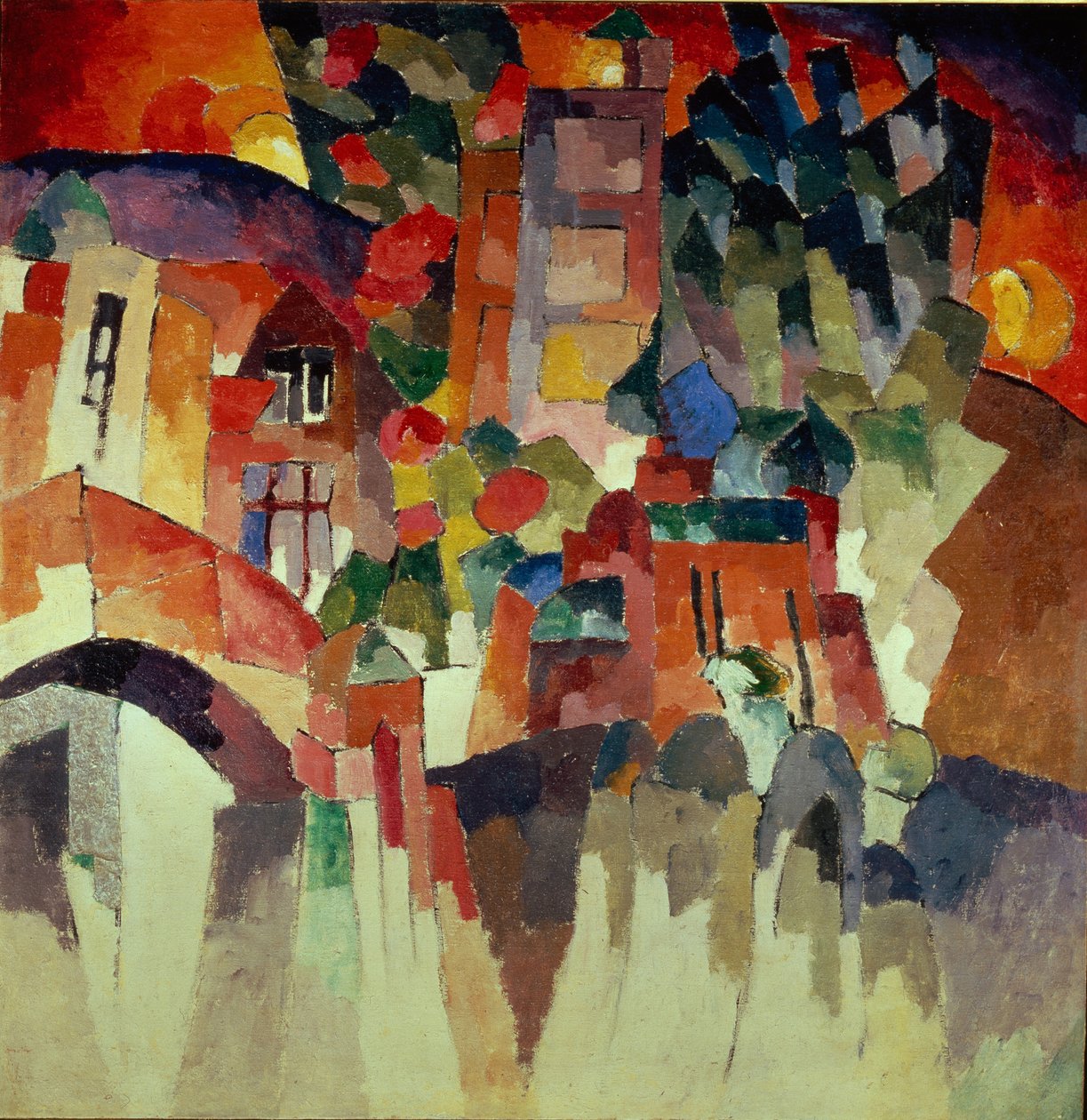 Kislovodsk landschap met poorten, 1913 door Aristarkh Vasilievic Lentulov