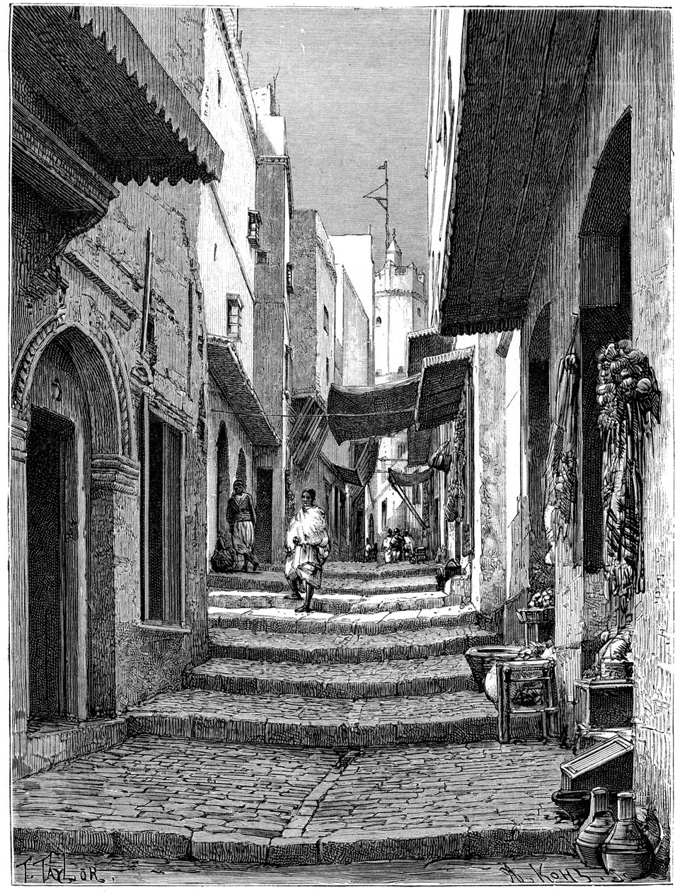 Oude stad, Algiers, ca. 1890 door Armand Kohl