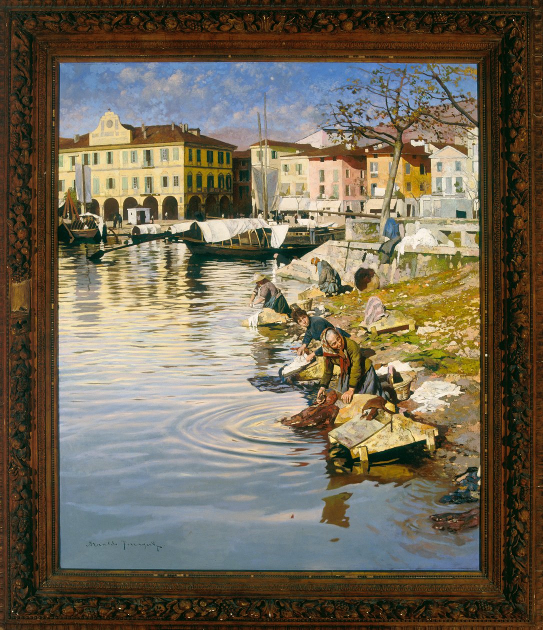 De wasvrouwen van Pallanza, 1892 door Arnaldo Ferraguti