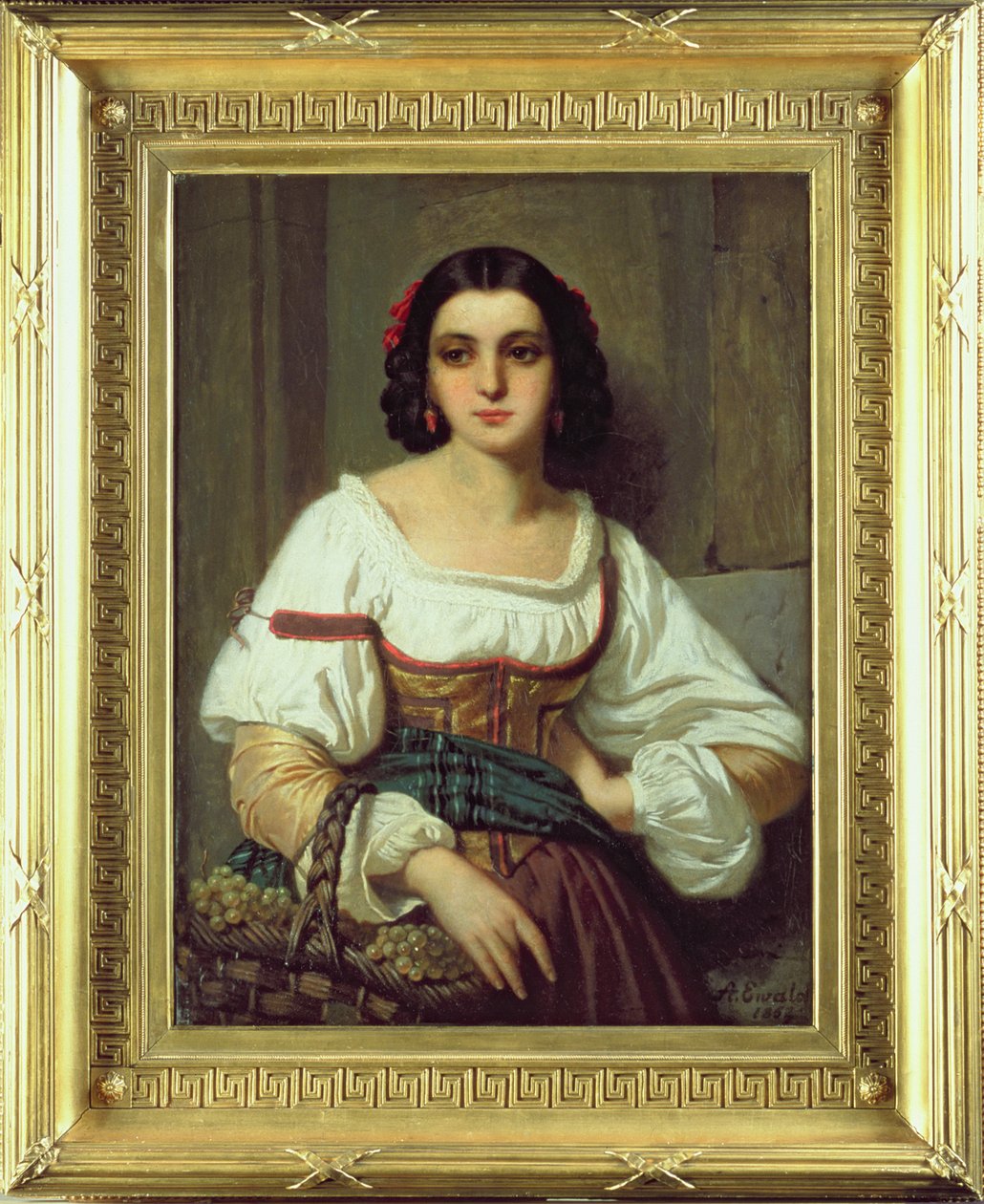 Italiaanse Vrouw met Mand Druiven, 1862 door Arnold Ferdinand Ewald