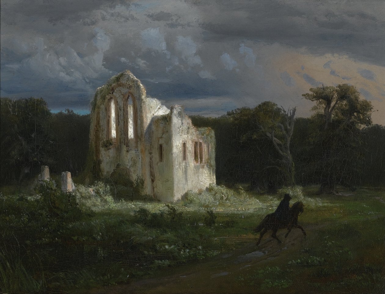 Maanlichtlandschap met ruïne door Arnold Böcklin