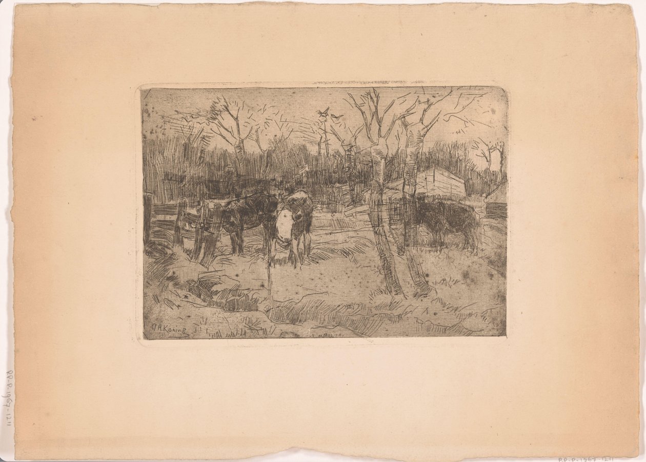 Weiland met bomen en koeien door Arnold Koning