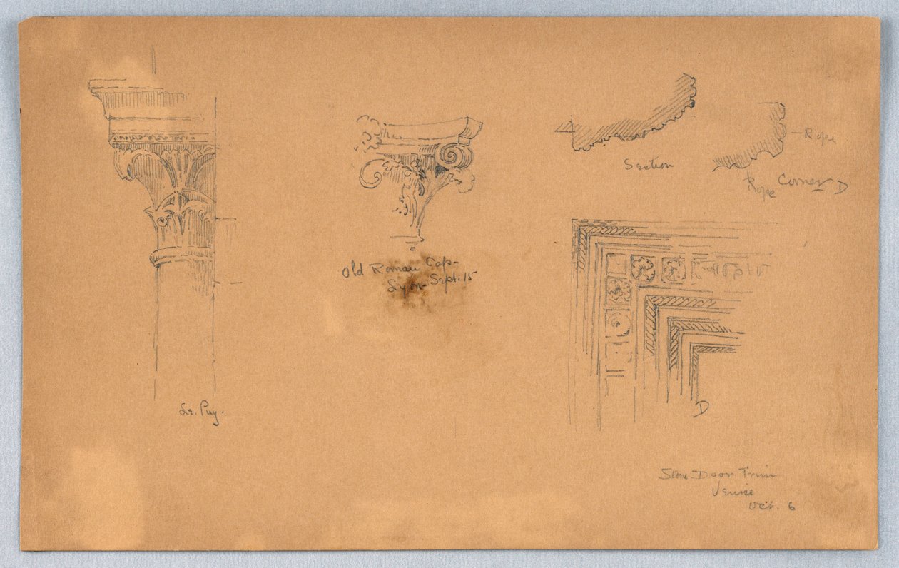 Architectonische Details in Venetië door Arnold William Brunner