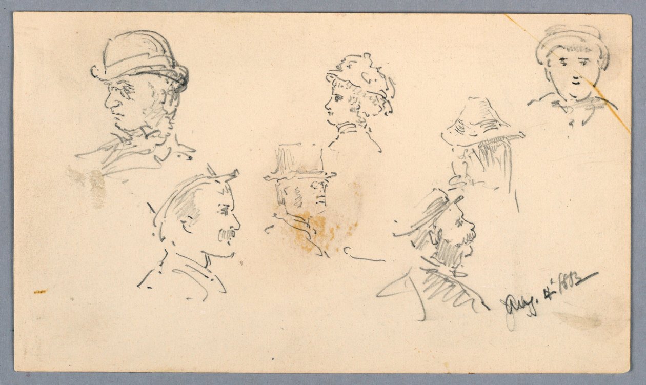 Zeven schetsen van hoofden door Arnold William Brunner