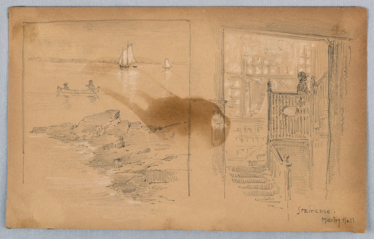 Schets van landschap en trap door Arnold William Brunner