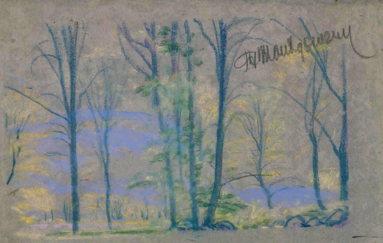 Landschap met bomen uit het boek van A.B. Davies, editie -23, 50 door Arthur Bowen Davies