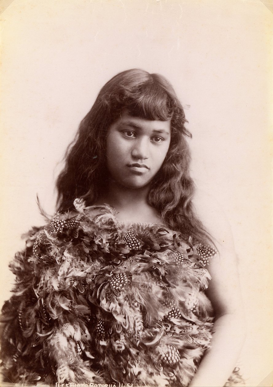 Maori vrouw, Rotorua, Nieuw-Zeeland door Arthur James Iles