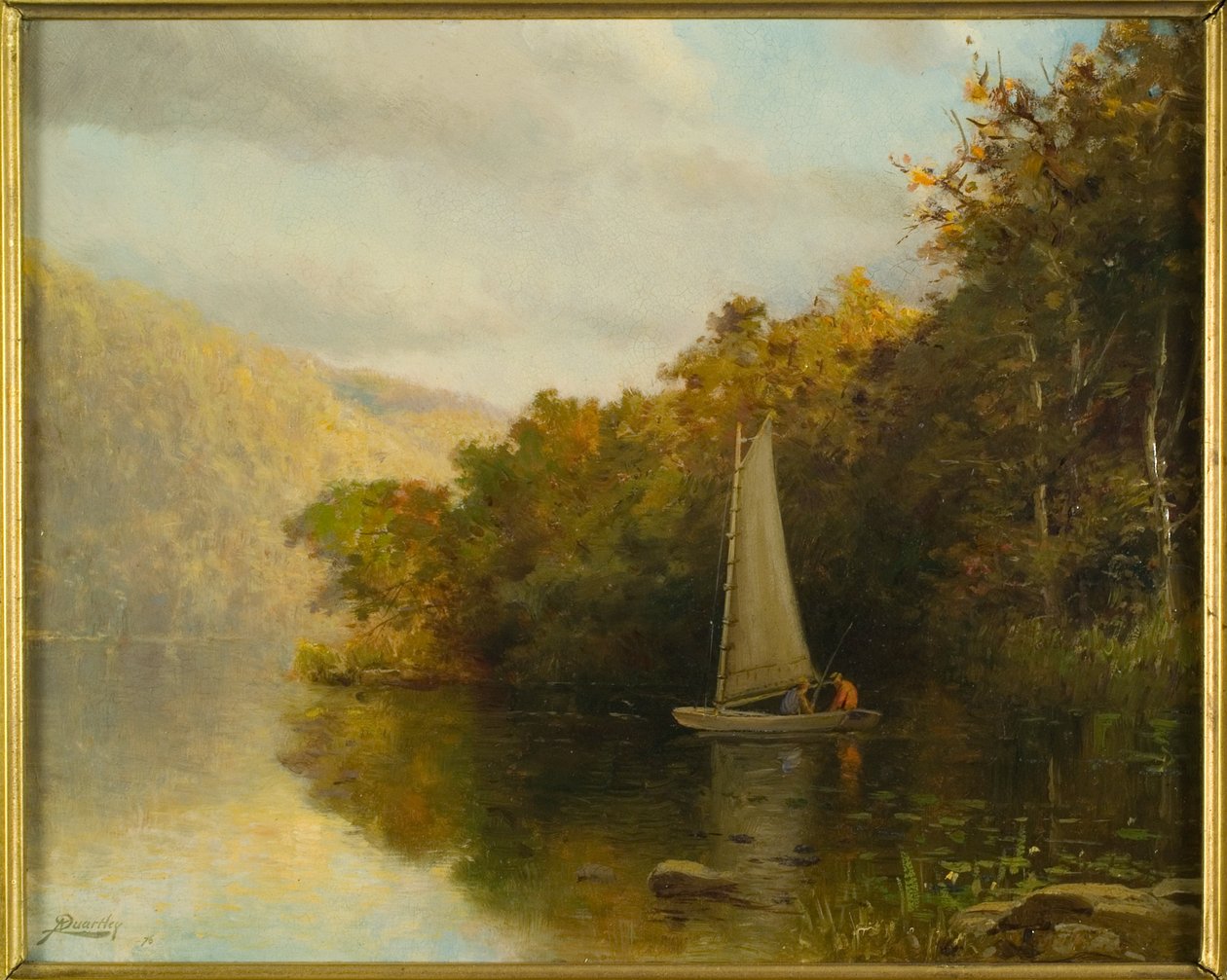 Zeilboot op rivier, ca. 1875 door Arthur Quartley