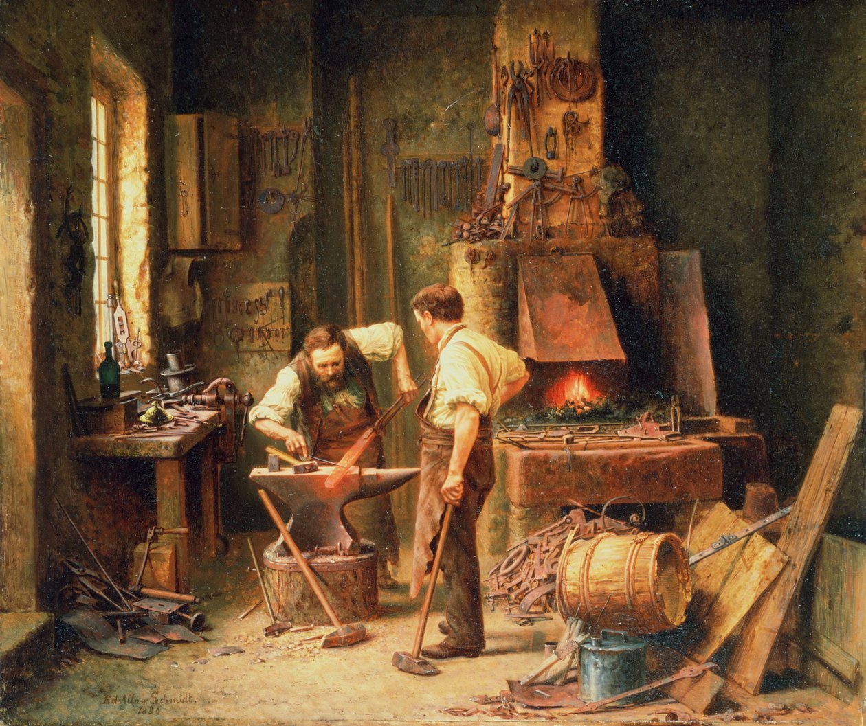 De smidse, 1836 door Arthur Schmidt