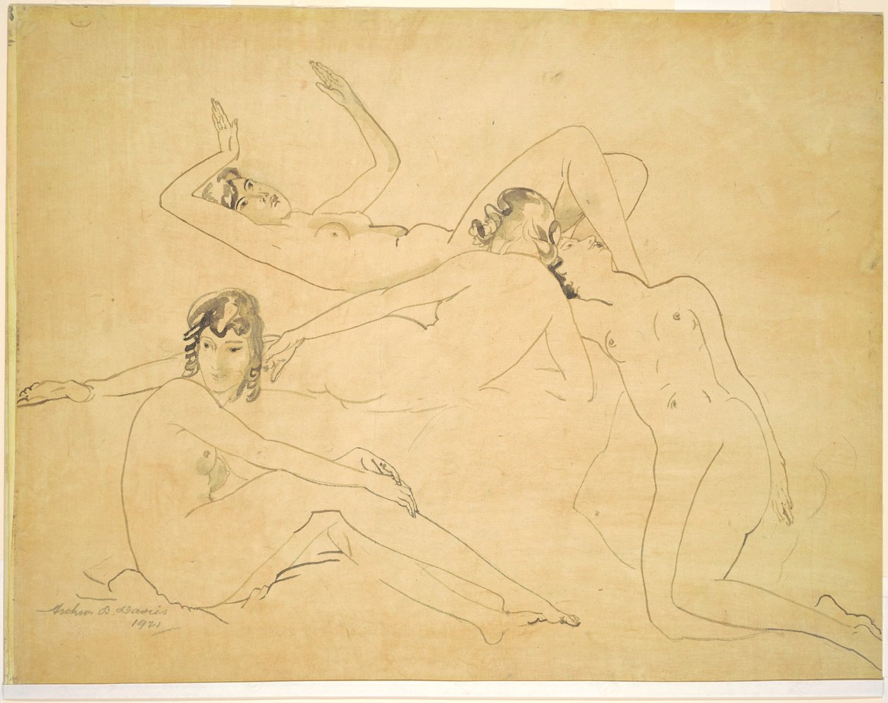 Vier figuren door Arthur B. Davies