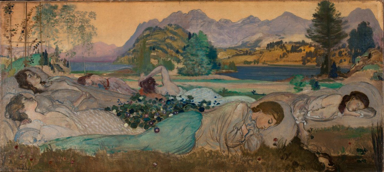 Slaap Ligt Perfect in Hen, 1908 door Arthur Bowen Davies