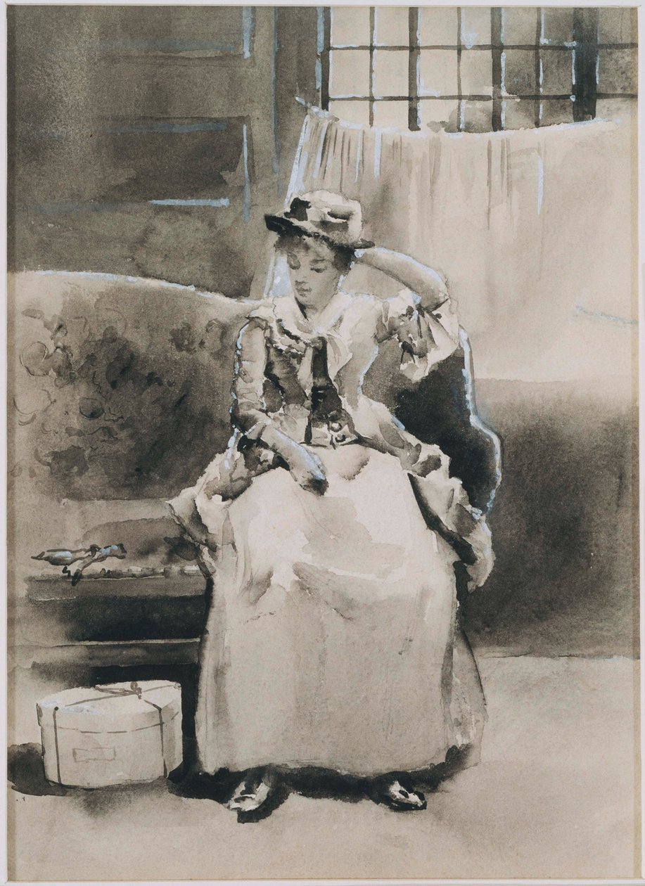 Zonder titel (Zittende vrouw) door Arthur Bowen Davies