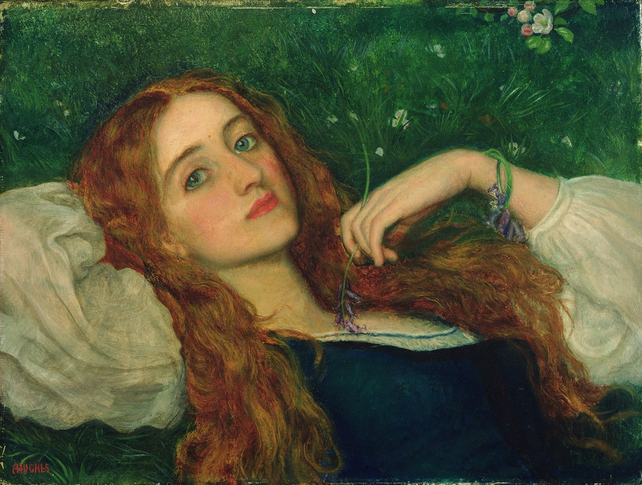 In het gras door Arthur Hughes