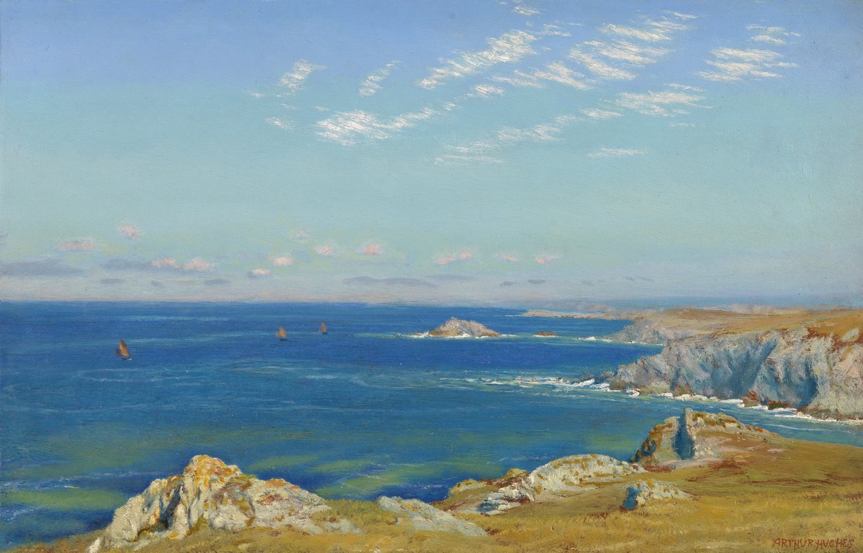 Newquay landtong, Cornwall door Arthur Hughes