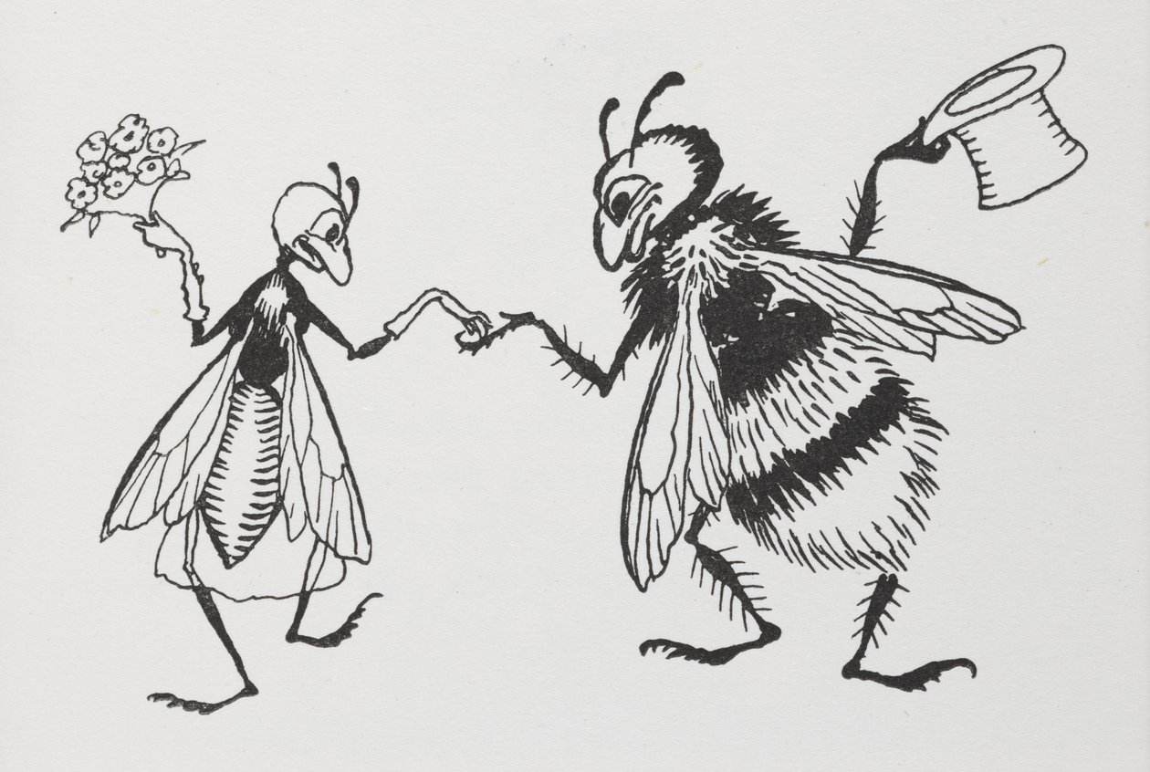 Een vlieg en bij die trouwen. door Arthur Rackham