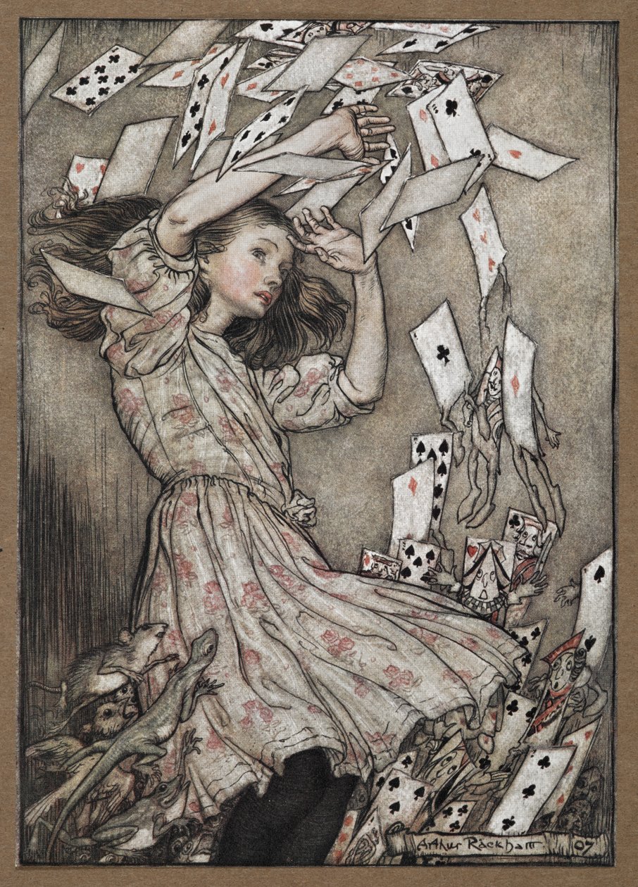 Alice en het vallende kaartenhuis door Arthur Rackham