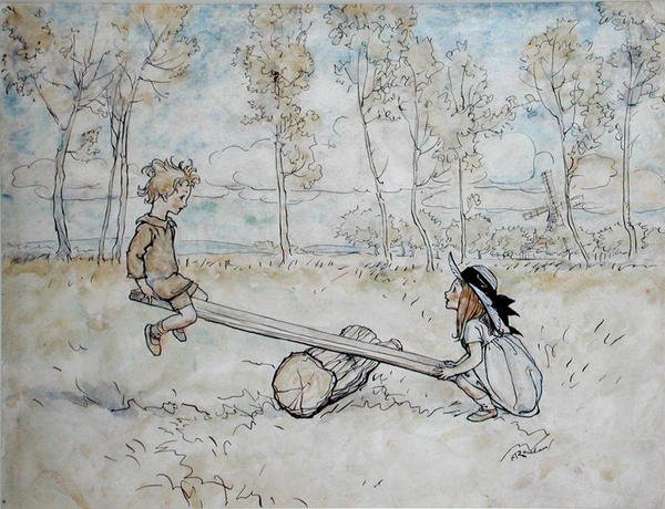 Zie, zaag, Margery Daw door Arthur Rackham
