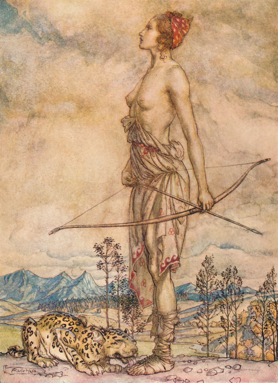 De Jageres Diane door Arthur Rackham