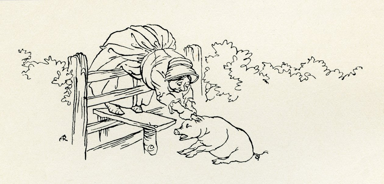 De oude vrouw en haar varken door Arthur Rackham