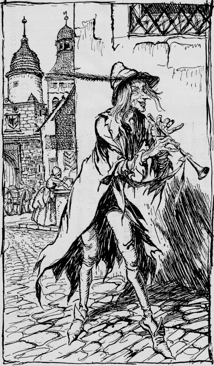 De rattenvanger van Hamelen, 1934 door Arthur Rackham