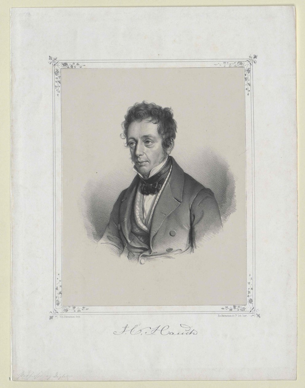 Johannes Carsten Hauch (druk) door Artist Unknown
