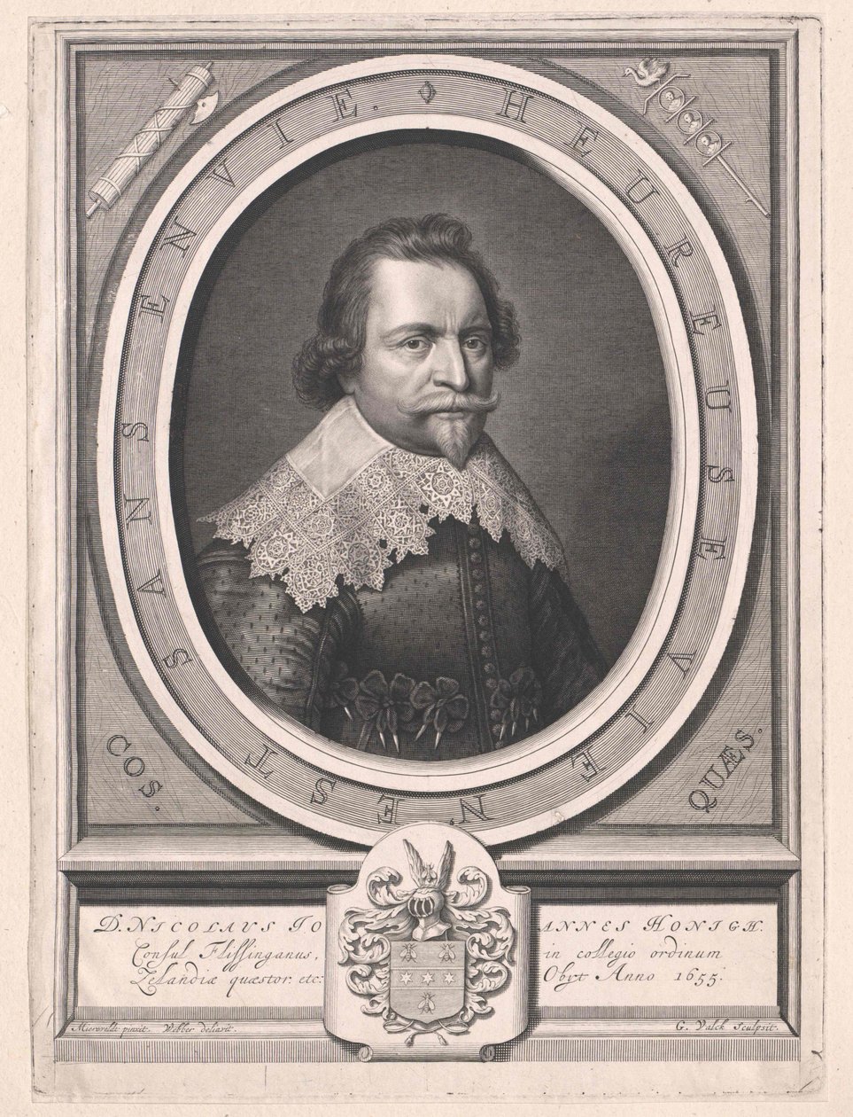 Nikolaus Johannes Honigh (druk) door Artist Unknown