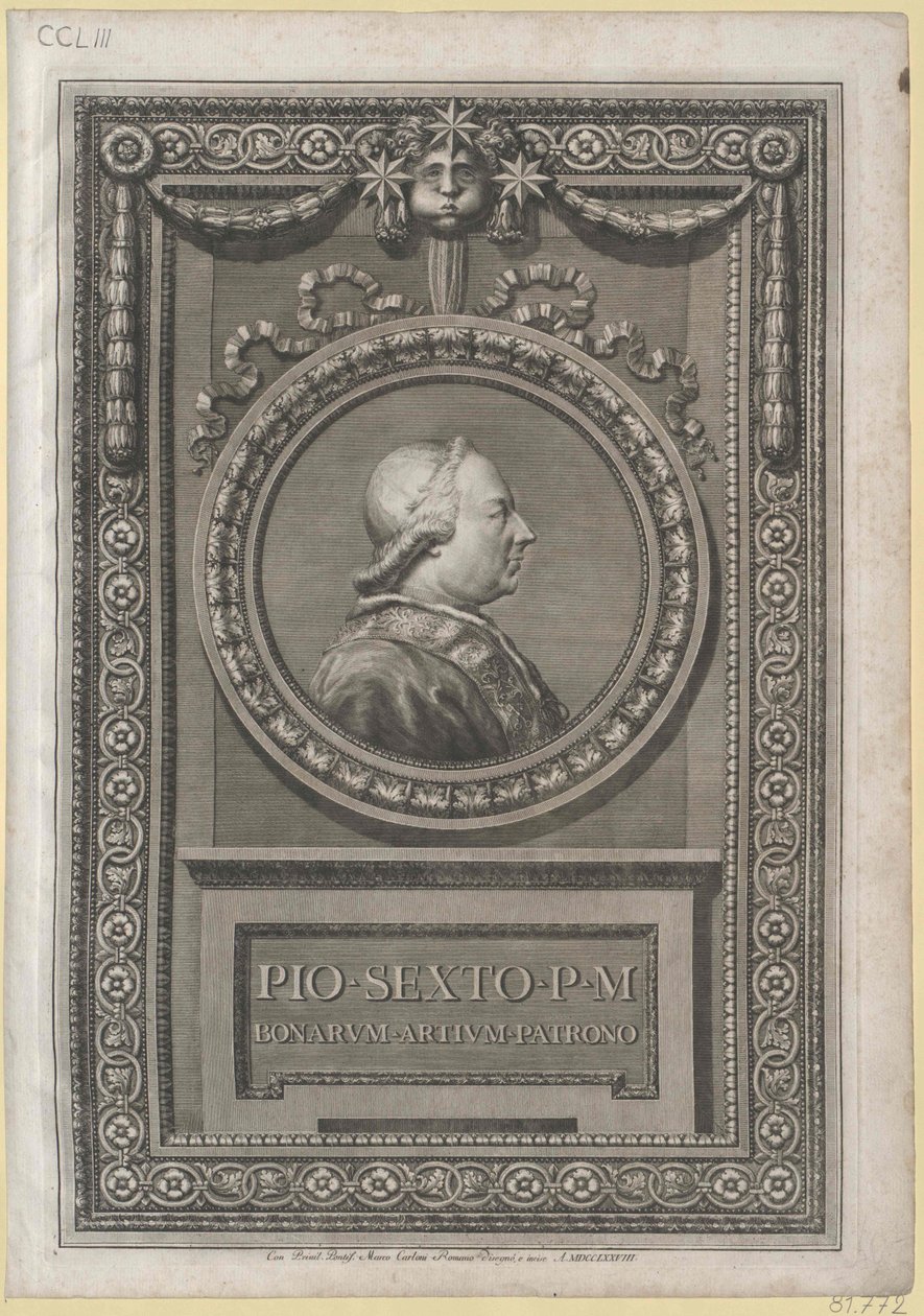 Paus Pius VI (prent) door Artist Unknown