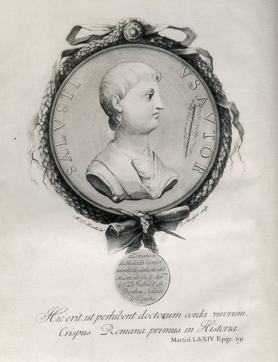 SALLUSTIUS (86-35 v.Chr.). Romeinse historicus. Gravure. door Artist Unknown