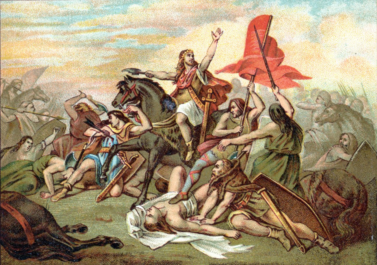 Slag bij Tolbiac (bekering van Clovis) door Ary (after) Scheffer