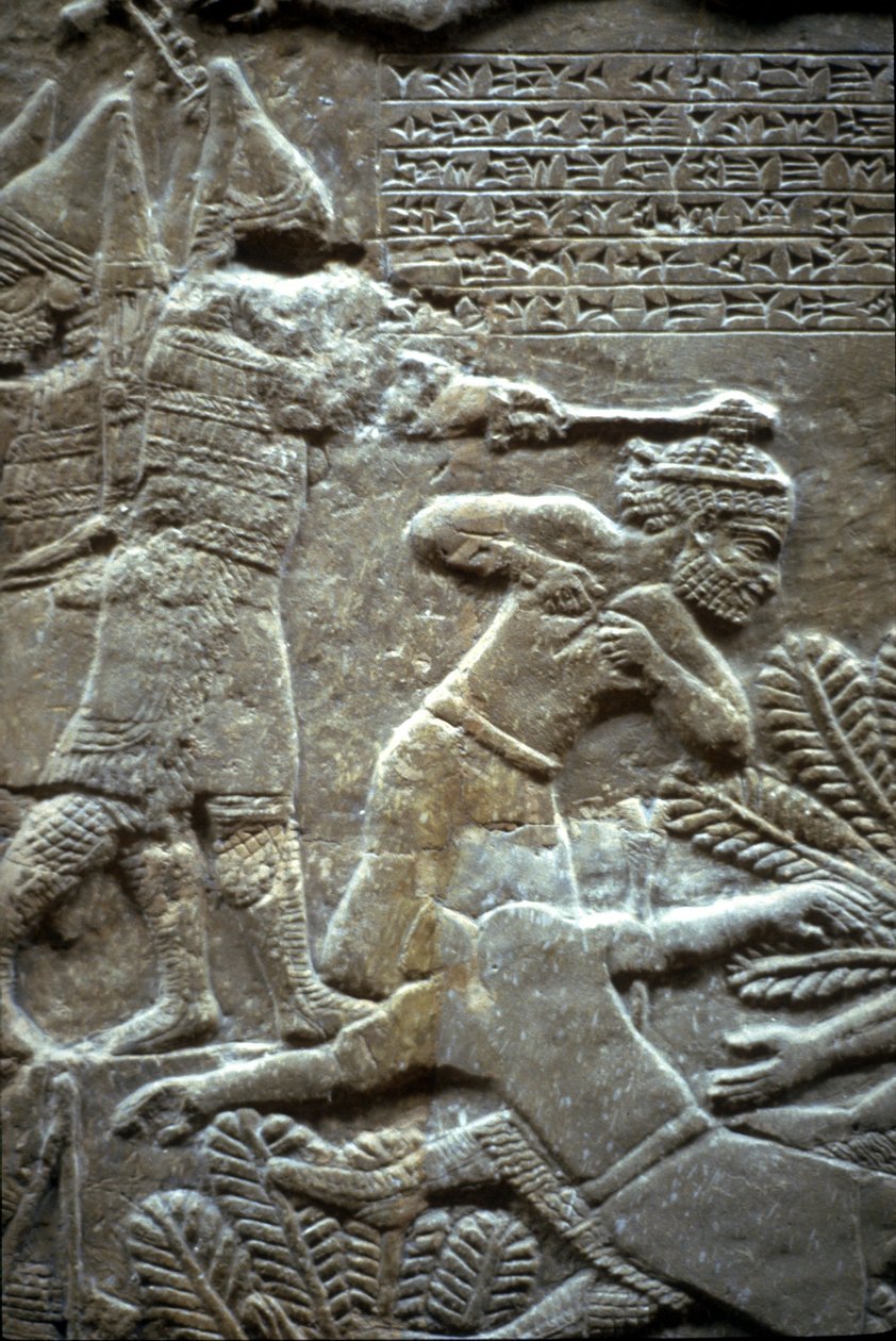 Ashurbanipal bij de Slag om Til-Tuba, 650-620 v.Chr. door Assyrian