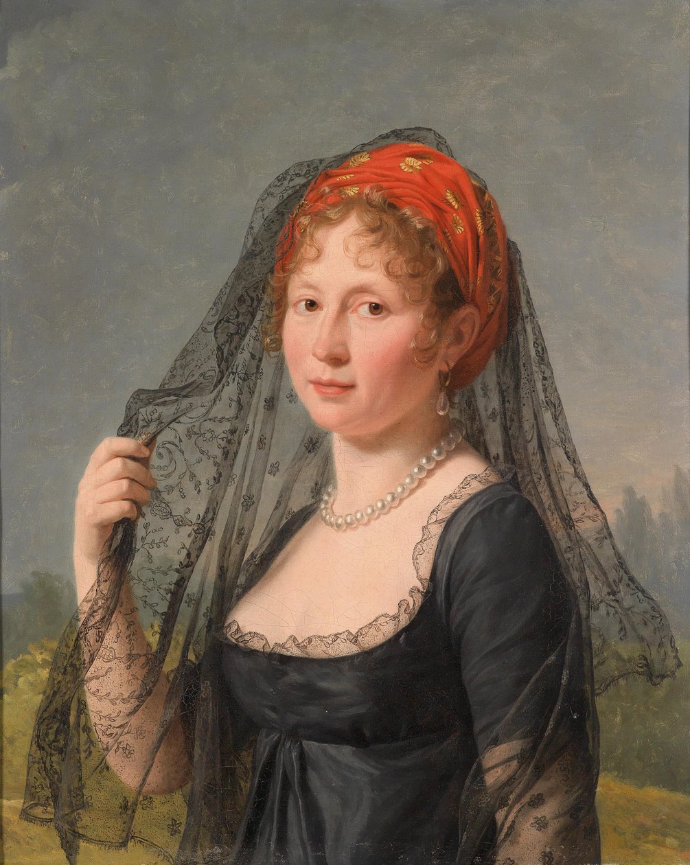 Portret van een dame in het zwart door Baron François Pascal Simon Gérard