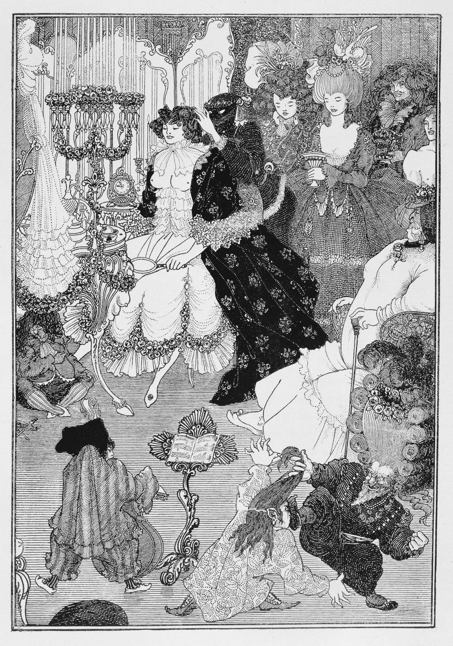 Illustratie, waarschijnlijk uit The Battle of the Beaux and the Belles door Aubrey Beardsley