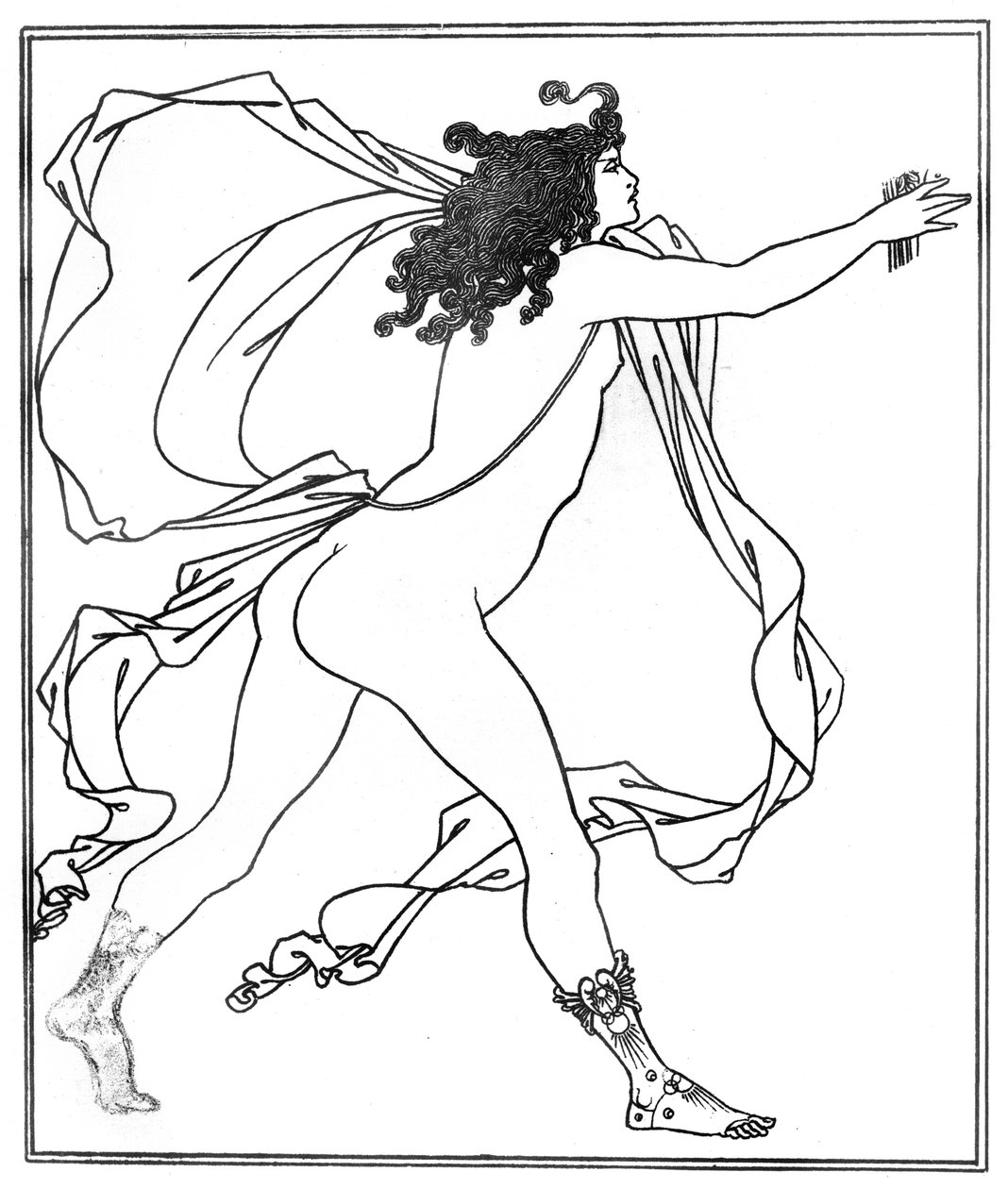 Apollo achtervolgt Daphne door Aubrey Beardsley