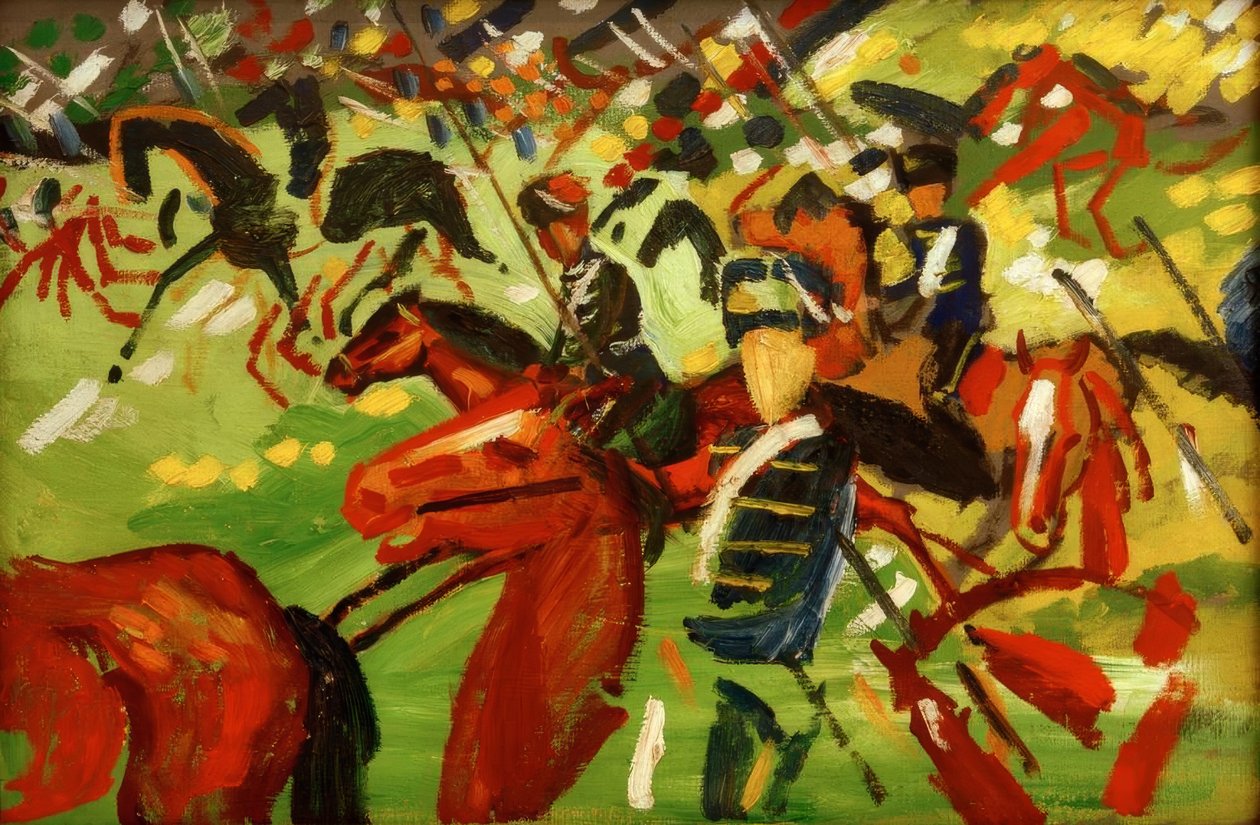 Ruitende huzaren door August Macke