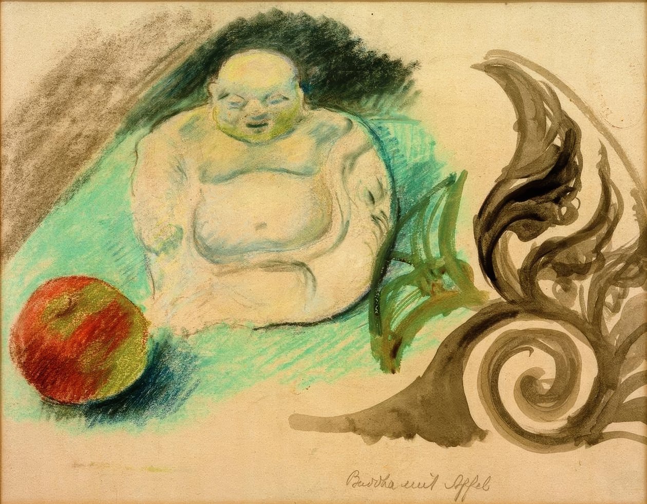 Boeddha met appel door August Macke