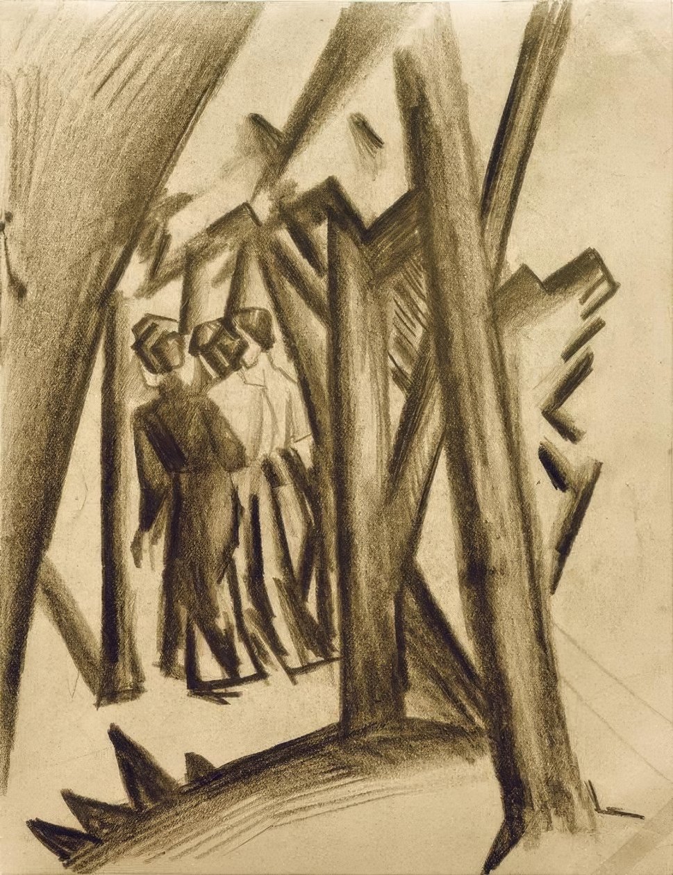 Drie Meisjes in het Bos door August Macke