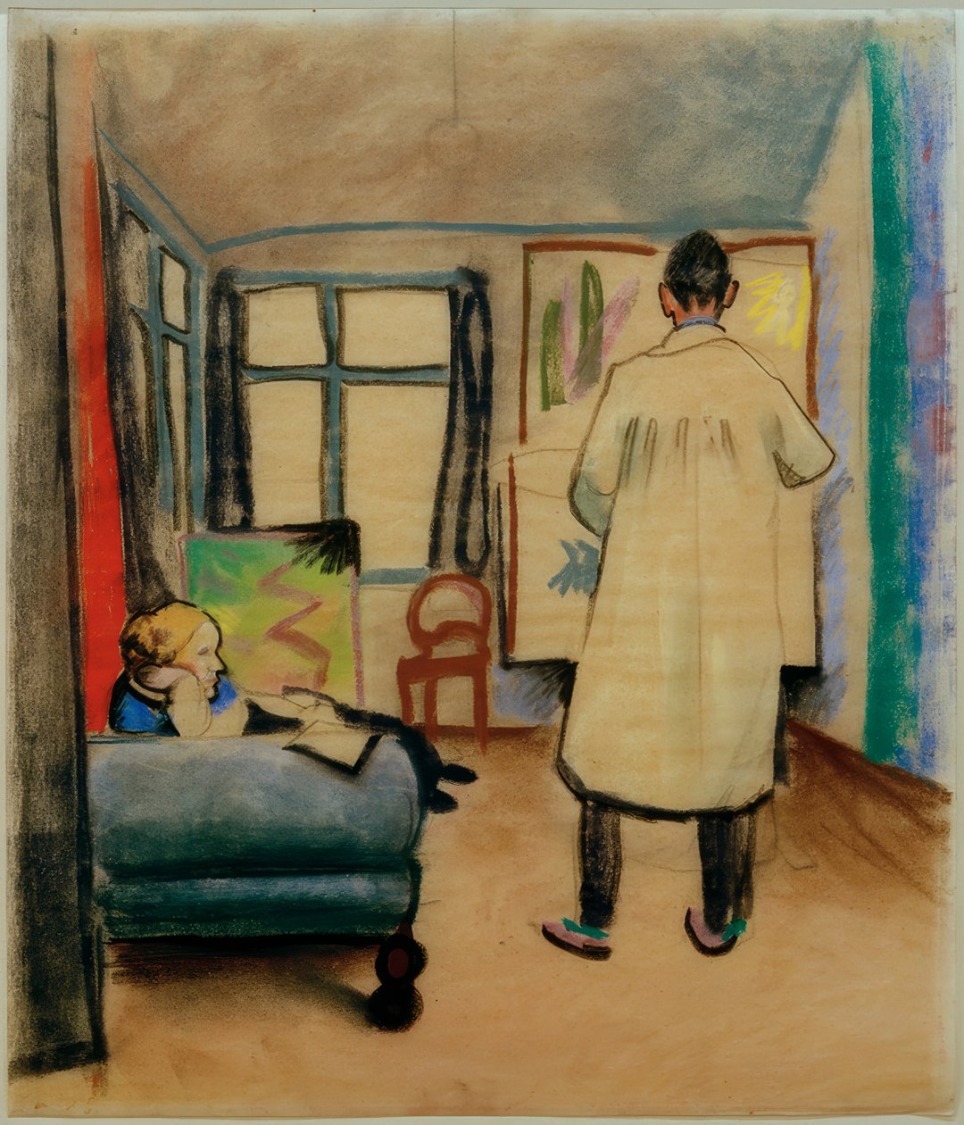 Franz en Maria Marc in het Atelier bij August Macke in Bonn door August Macke