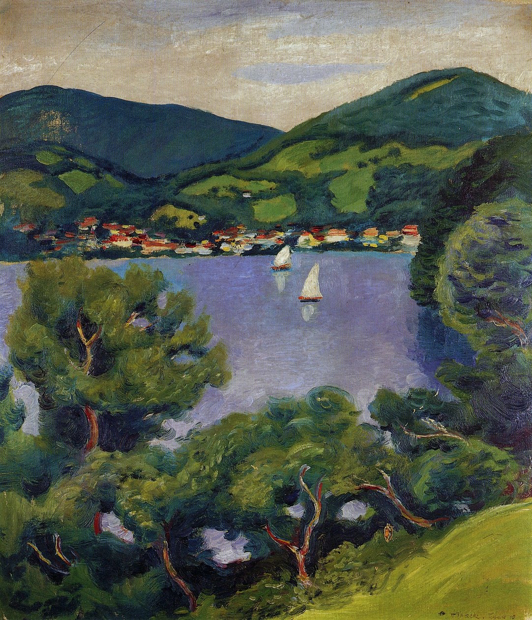 Tegernsee-landschap door August Macke