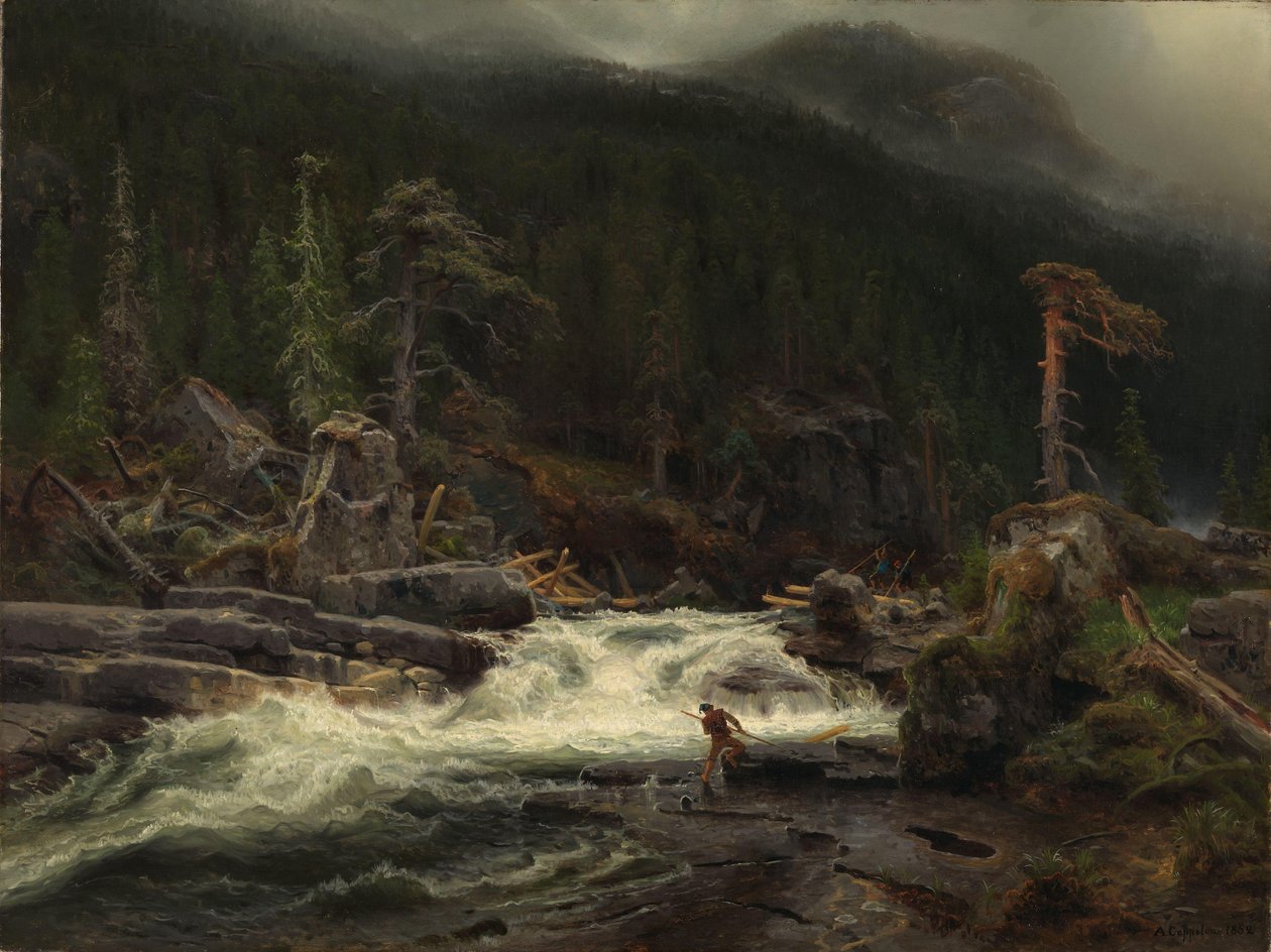 Waterval in Telemark door August Cappelen
