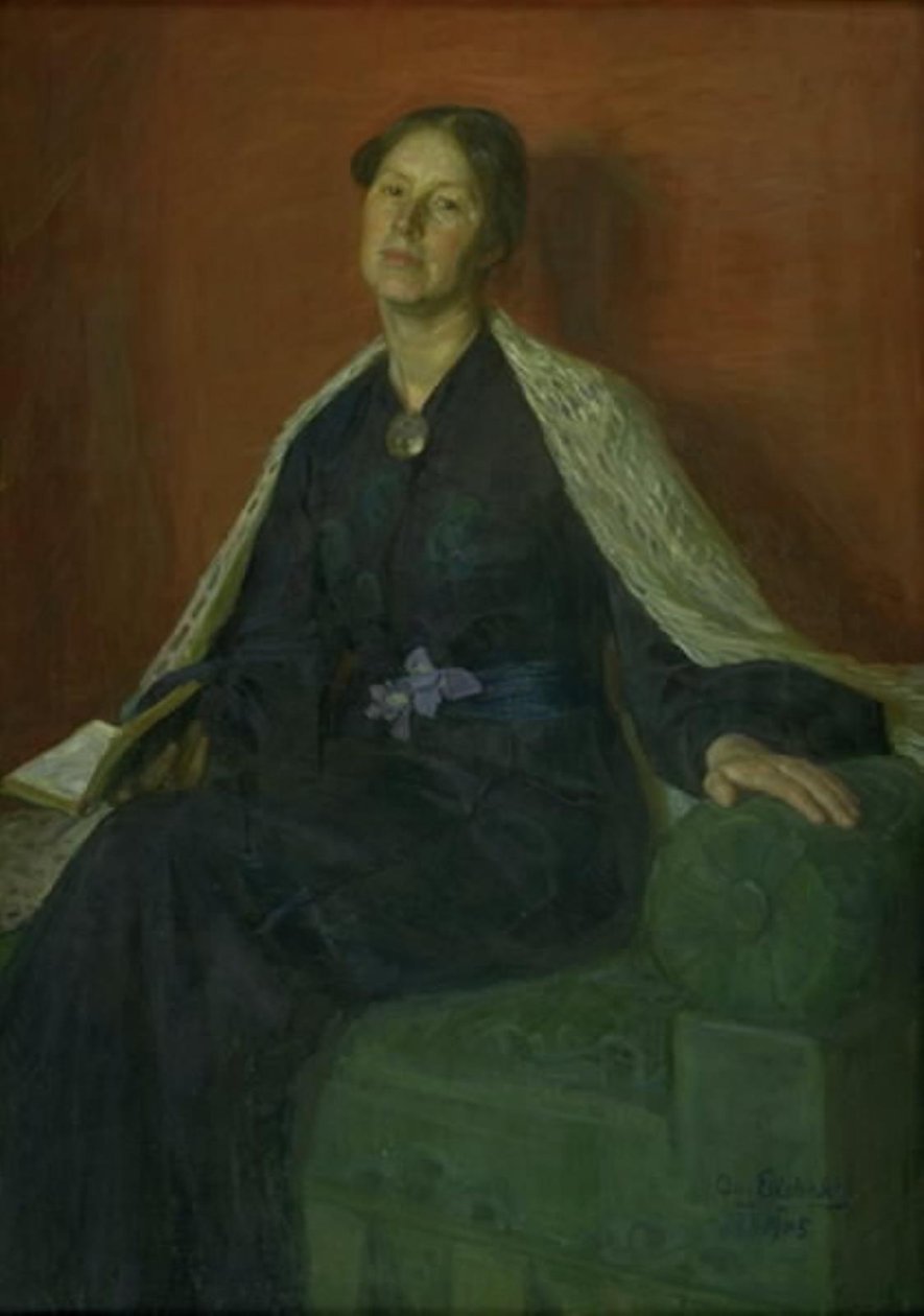 Portret van een dame door August Eiebakke