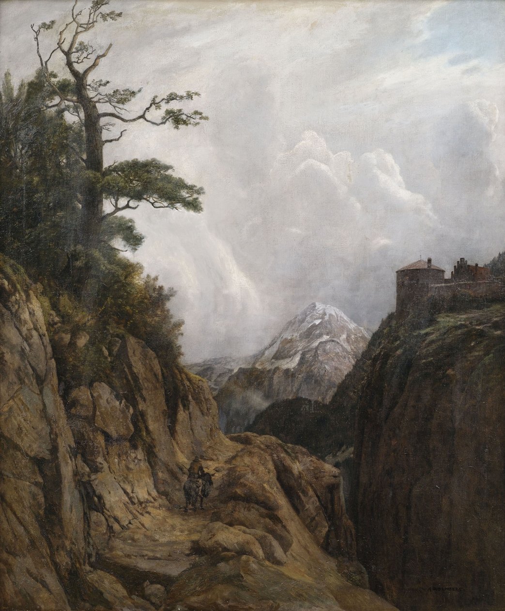 Ezelruiter in hooggebergte door August Holmberg
