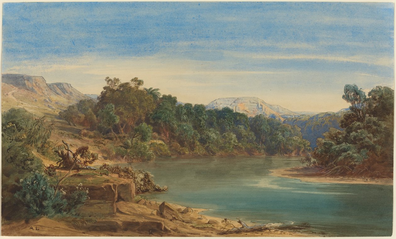 Langs de Jordaanrivier (recto) door August Löffler