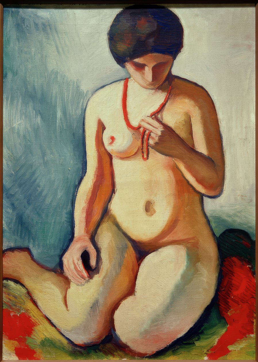Naakt met koraalketting door August Macke
