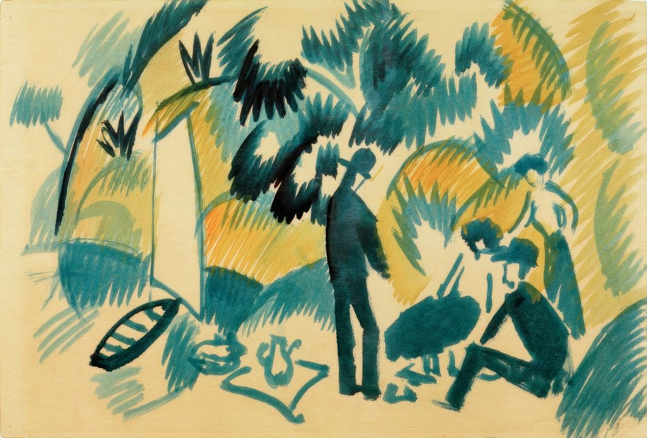Aan het Thunermeer, picknick na het zeilen door August Macke