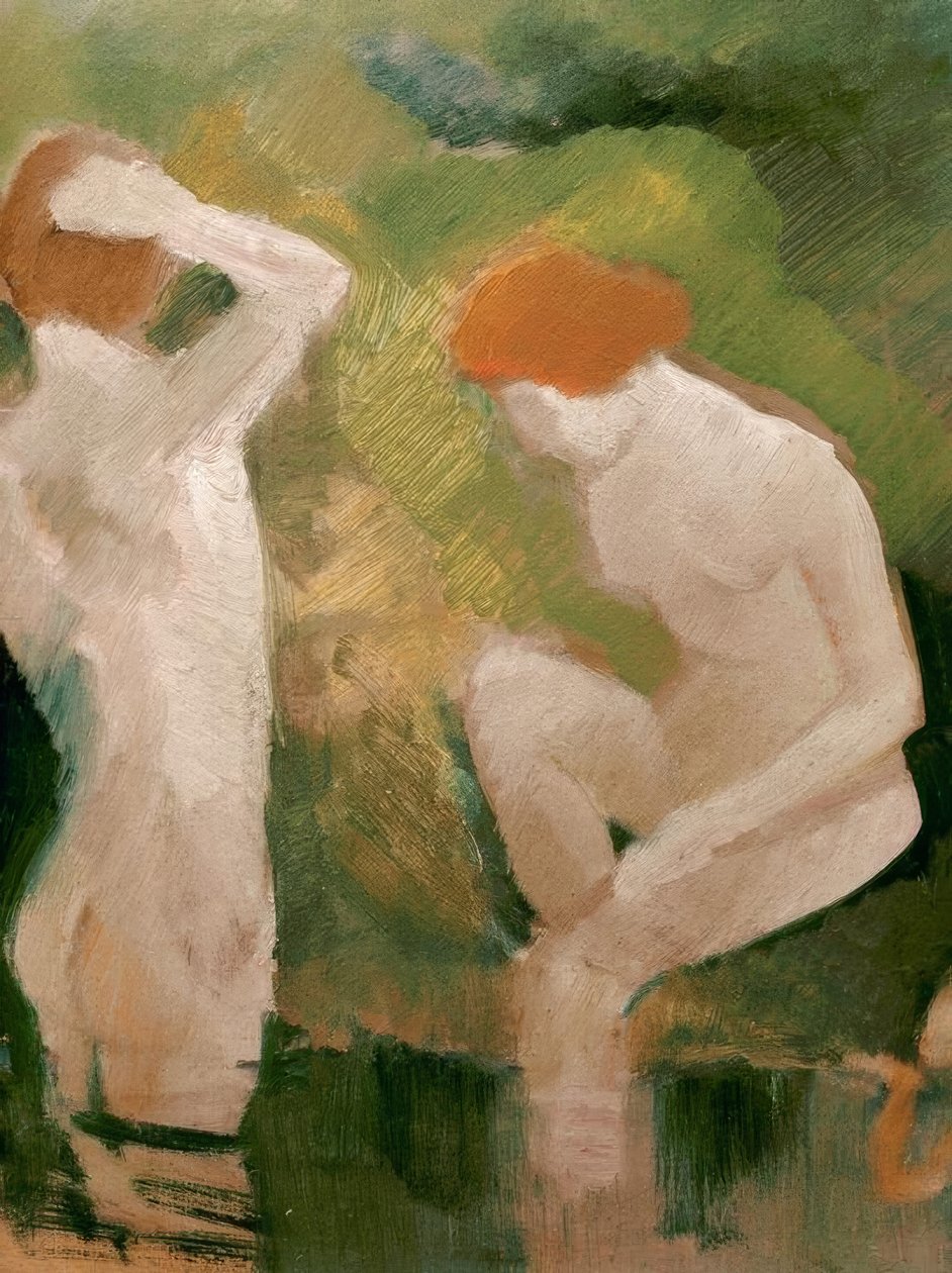 Baden bij de groene helling door August Macke
