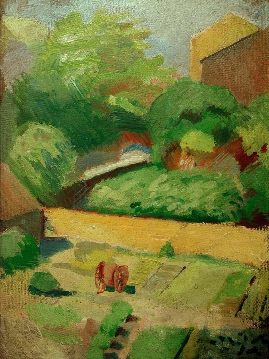 Uitzicht op de buurttuin (Bonn) door August Macke