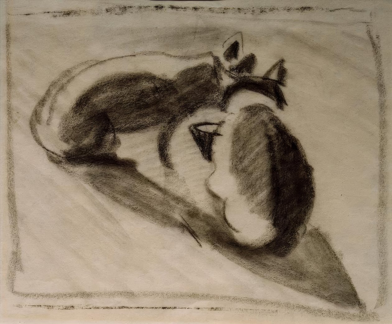 De twee katten van de schilder Marc door August Macke
